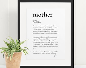 Definición de una madre, Cita del día de la madre, Regalo del día de la madre, Fuente / Impresión de arte, Impresión inspiradora, Decoración del hogar, Arte del hogar, Impresión digital