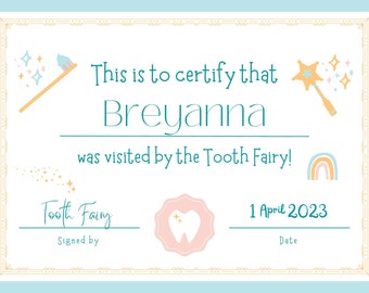 Tooth Fairy Certificate