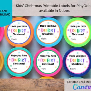 Etiquetas navideñas para niños para imprimir con plastilina / Etiquetas para el día de San Valentín con plastilina / Regalos para fiestas de clase / Descarga instantánea / Editables
