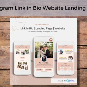 Instagram Link in Bio Website Landing Page | IG Social Media Design | Small Business | Peach and Pink | Canva Template - Instant Download