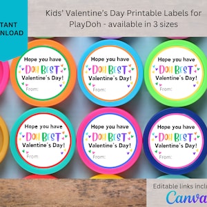 Étiquettes imprimables pour enfants de la Saint-Valentin pour Playdoh | Ecouter les tags Doh Valentine | Fête de la classe Saint-Valentin | Téléchargement instantané | Modifiable