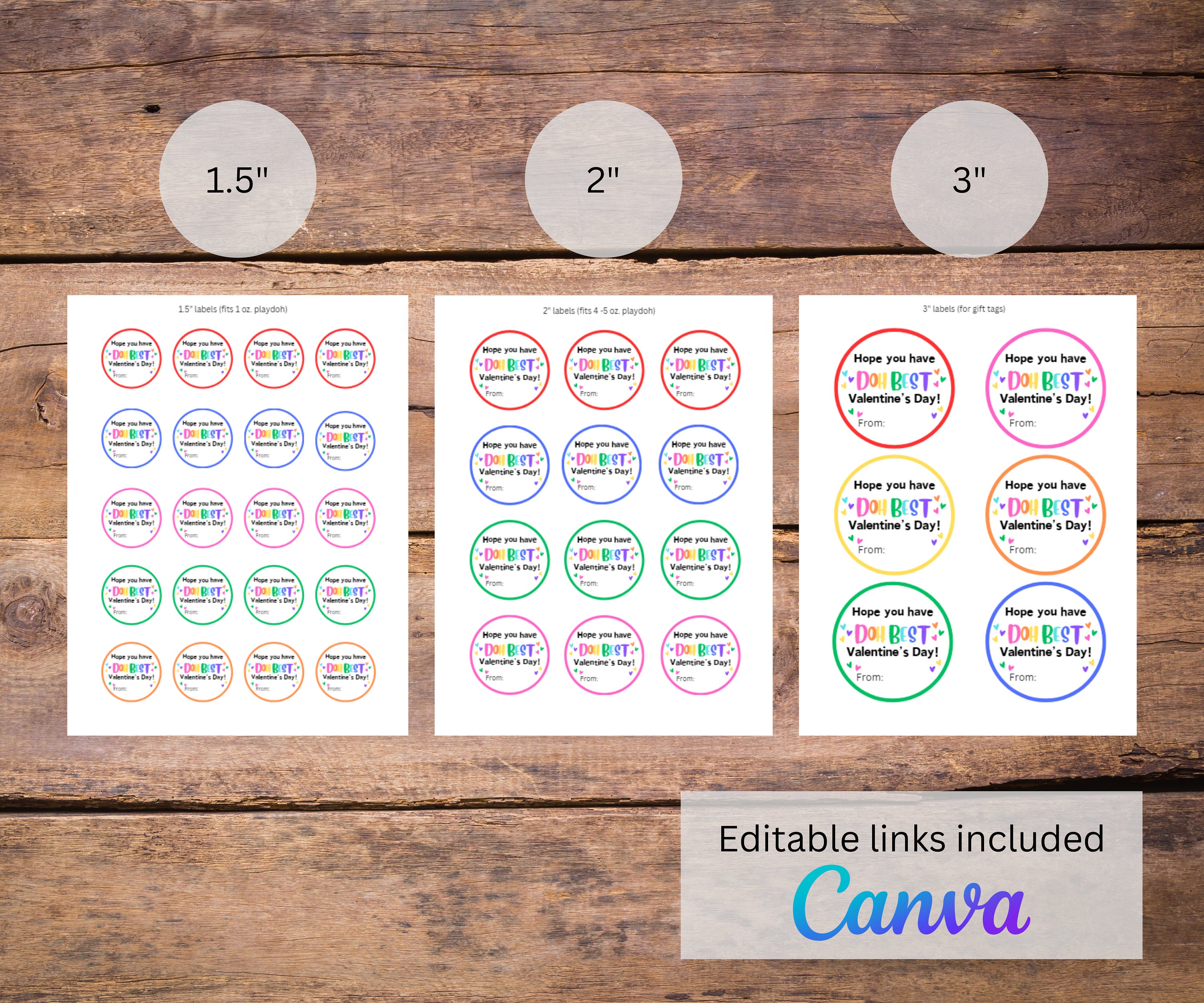 Kid's Printable Valentine's Day Labels for Playdoh Play Doh Valentine Tags Class Party ...