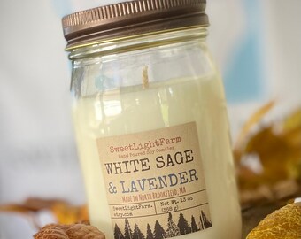 Hand Poured Small Batch Soy Candles-White Sage & Lavender