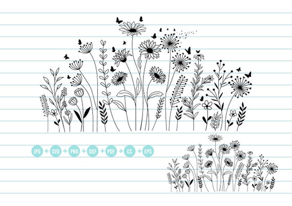 Flower and Butterfly Svg, Wild Flower Svg, Flower Svg, Wildflower