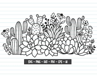 Cactus Svg Files, Cactus Flower Svg, Cactus Wildflower Svg, Cactus Border Svg, Succulent Svg, Cactus Clipart, Plants, Svg Files For Cricut.