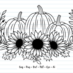 Flower Pumpkin Svg, Fall Pumpkin Svg, Fall Svg, Pumpkin With Flower Svg, Sunflower Pumpkin Svg, Pumpkin Svg, Sunflower, Fall Clipart, Png.