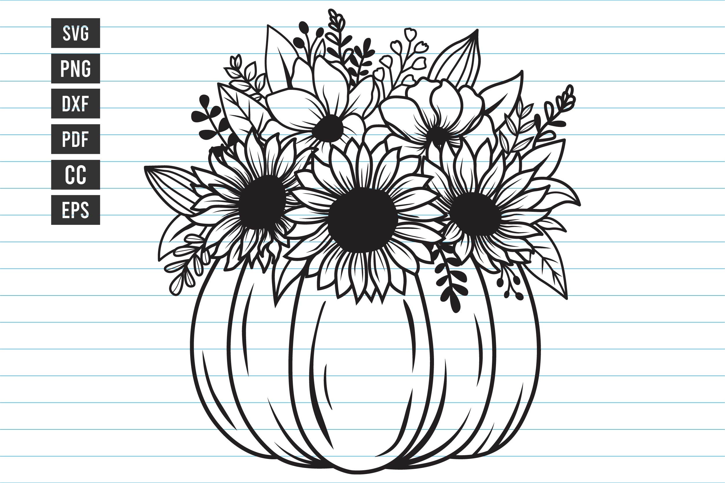 Flower Pumpkin Svg Pumpkin With Sunflower Svg Pumpkin Svg - Etsy