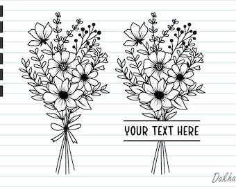 Flower Split Monogram Frame Svg: Floral Bouquet Border (Digital Files)