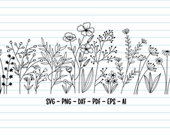 Blumen-Svg, Blumen-Svg-Dateien, Wildblumen-Svg-Dateien, Blumen und Blatt Clipart, Blumen-Svg-Dateien für Cricut und Silhouette, Wildblumen-Svg-Dateien.