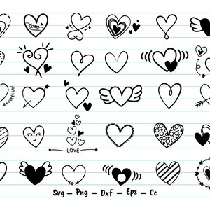 Heart Svg, Hand Drawn Heart Svg, Doodle Heart Svg, Heart Bundle Svg, Love, Valentine, Heart Svg Files For Cricut And Silhouette, Svg, Png.
