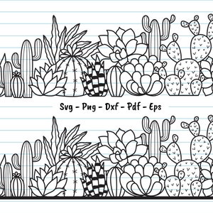 Cactus Svg, Cactus Border Svg, Cactus Svg Files, Cactus Clipart Svg, Plant Svg, Cactus, Svg Files For Cricut and Silhouette, Svg, Png, Dxf.