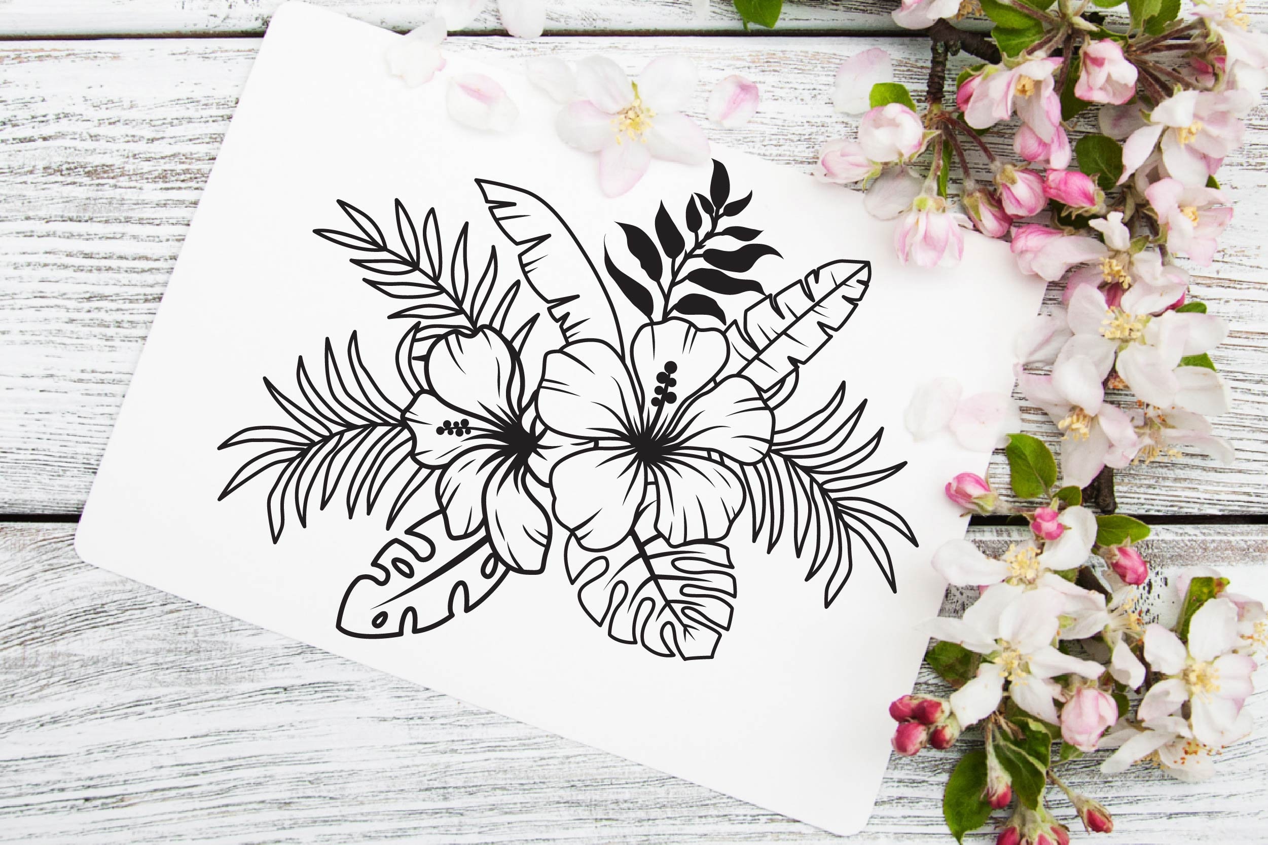 Tropical Flower Svg Hibiscus Svg Bundle Flower Svg Tropical | Etsy