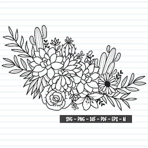 Cactus Svg, Diseño de flor de cactus Svg, Suculenta Svg, Flor de cactus, Clipart de cactus, Archivos Svg de cactus para Cricut, Cactus Png, Dxf, Svg.