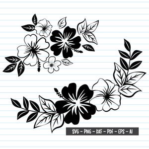 Blumen-Svg, Blumen-Svg-Dateien, Blumenstrauß-Svg, Blumen-Svg, Hibiskus-Svg, Hibiskus-Svg-Dateien für Cricut Silhouette, Blume geschnitten Dateien.