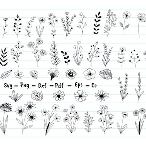 53 Flower Svg, Flower Svg Files, Wildflower Svg, Botanital Element Svg, Floral Svg, Flower Svg Files For Cricut, Flower Clipart, Svg, Dxf.