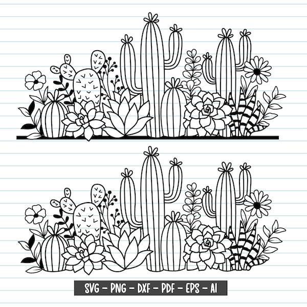 Cactus Svg, Cactus Flower Svg, Succulent Svg, Cactus Border Svg, Plants Svg, Cactus Wildflower Svg, Cactus Clipart, Svg Files For Cricut.