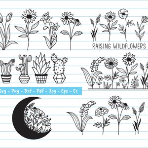 Flowers Svg, Wildflower Svg Bundle, Flower Svg Bundle, Floral Svg, Cactus Svg, Flower Svg Files For Cricut, Wildlower Clipart, Svg, Png.