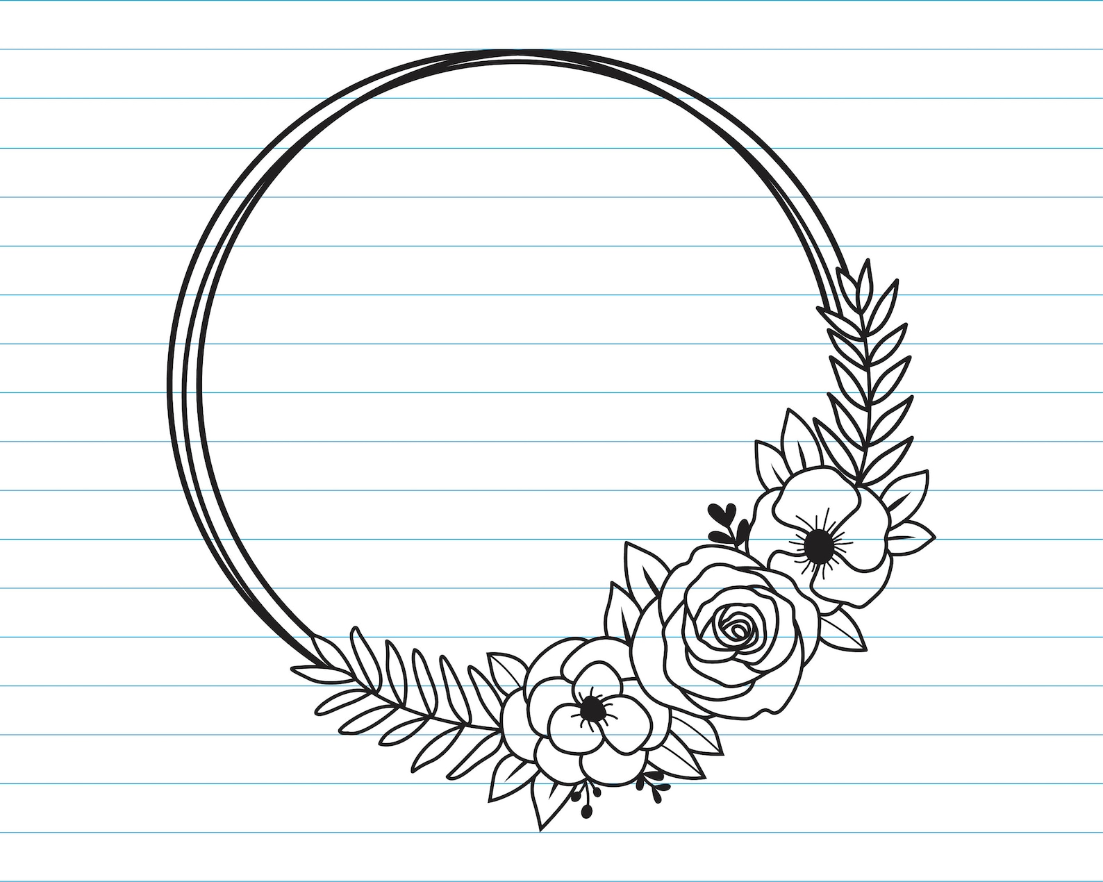 Cadre de fleur Svg Fleur Cricle Svg Cadre de fleur rond Svg | Etsy
