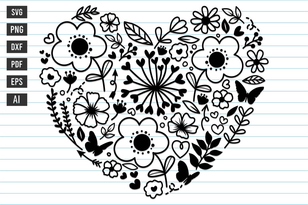 Floral Heart SVG, Flower Love Design (digital Files) - Etsy