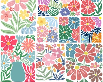 Pakiet Boho Flower SVG: Retro kwiatowy clipart (do pobrania cyfrowego)