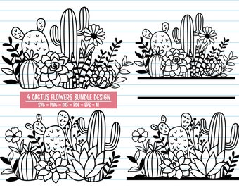 Cactus Flower SVG Bundle: Succulent Plant Cut Files (Digital Download)