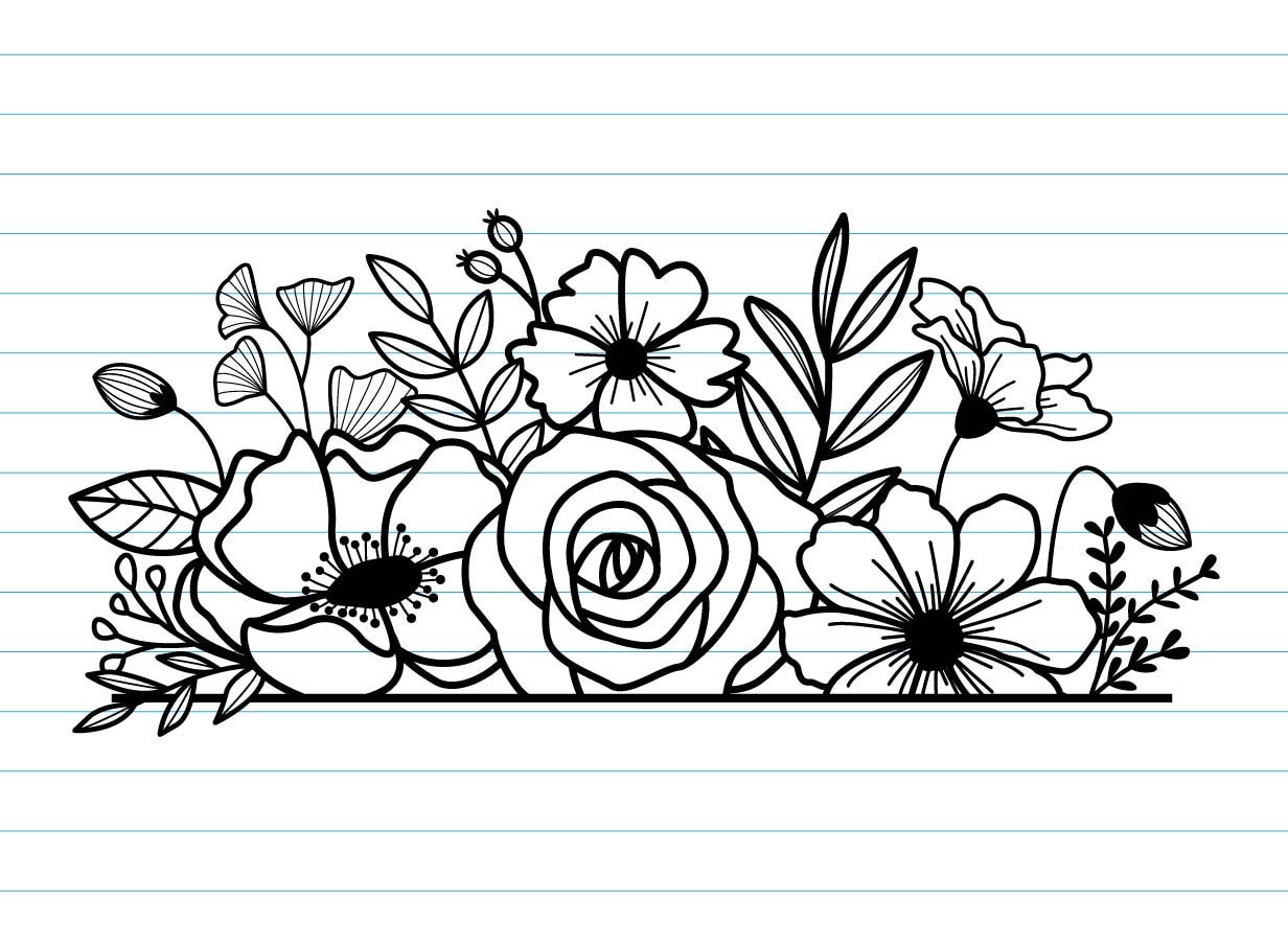 Flower Border Svg Flower Svg Floral Monogram Svg Floral - Etsy