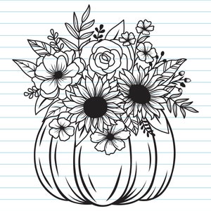 Flower Pumpkin Svg, Pumpkin With Flower Svg, Sunflower Pumpkin Svg, Pumpkin Fall Svg, Fall Svg, Pumpkin, Thanksgiving Svg, Autumn, Harvest.