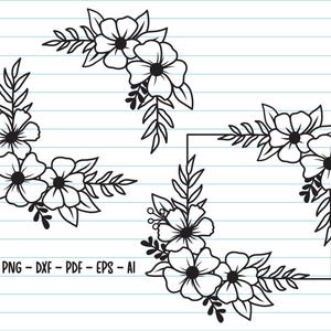 Flower Svg Files, Floral Svg, Flower Frame Svg, Flower Border svg, Flower Corner Svg, Flower Svg, Flower Wedding Svg, Svg Files For Cricut.