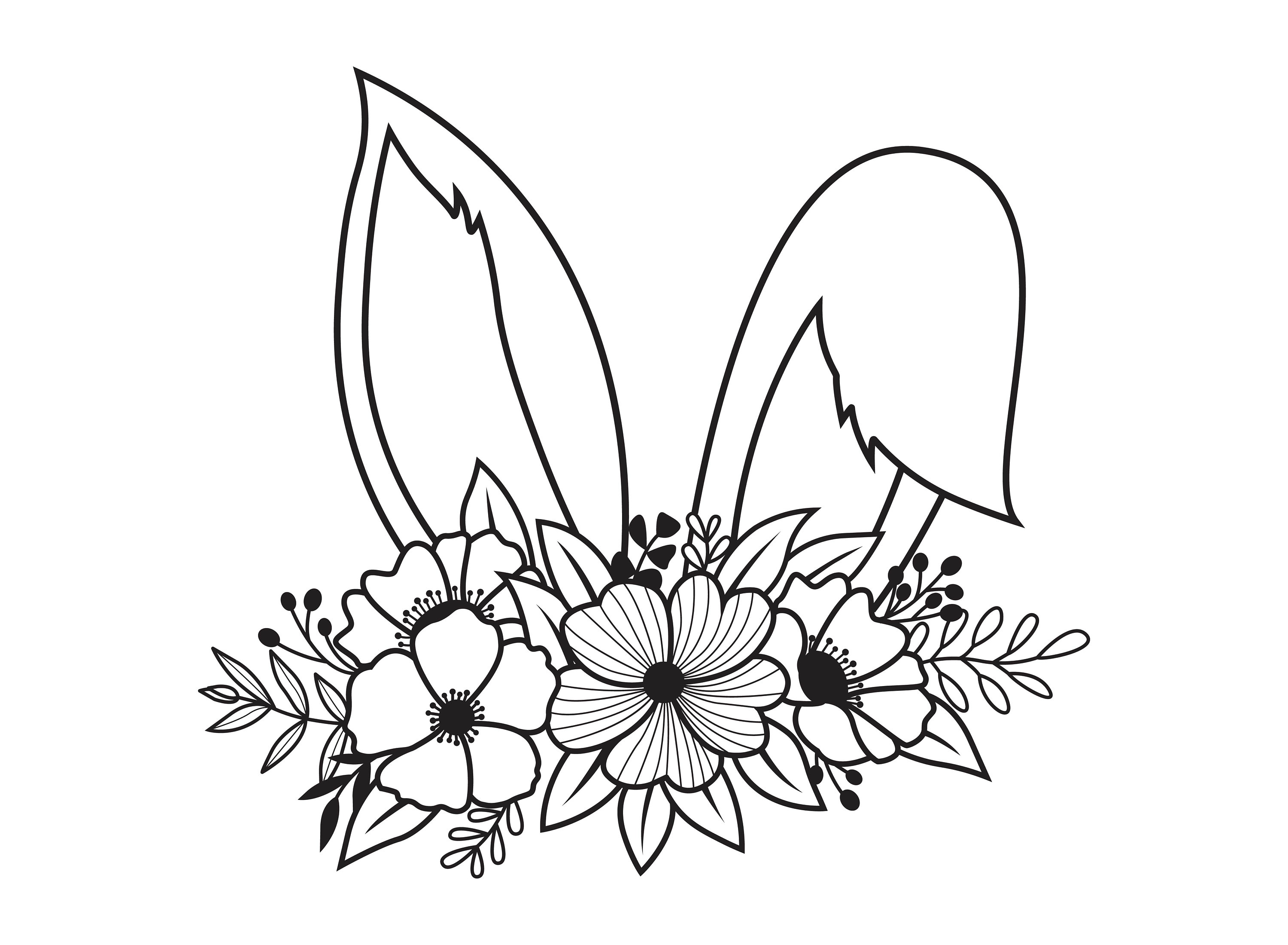 Rabbit Svg Rabbit Flower Svg Easter Rabbit Svg Rabbit Ears Etsy