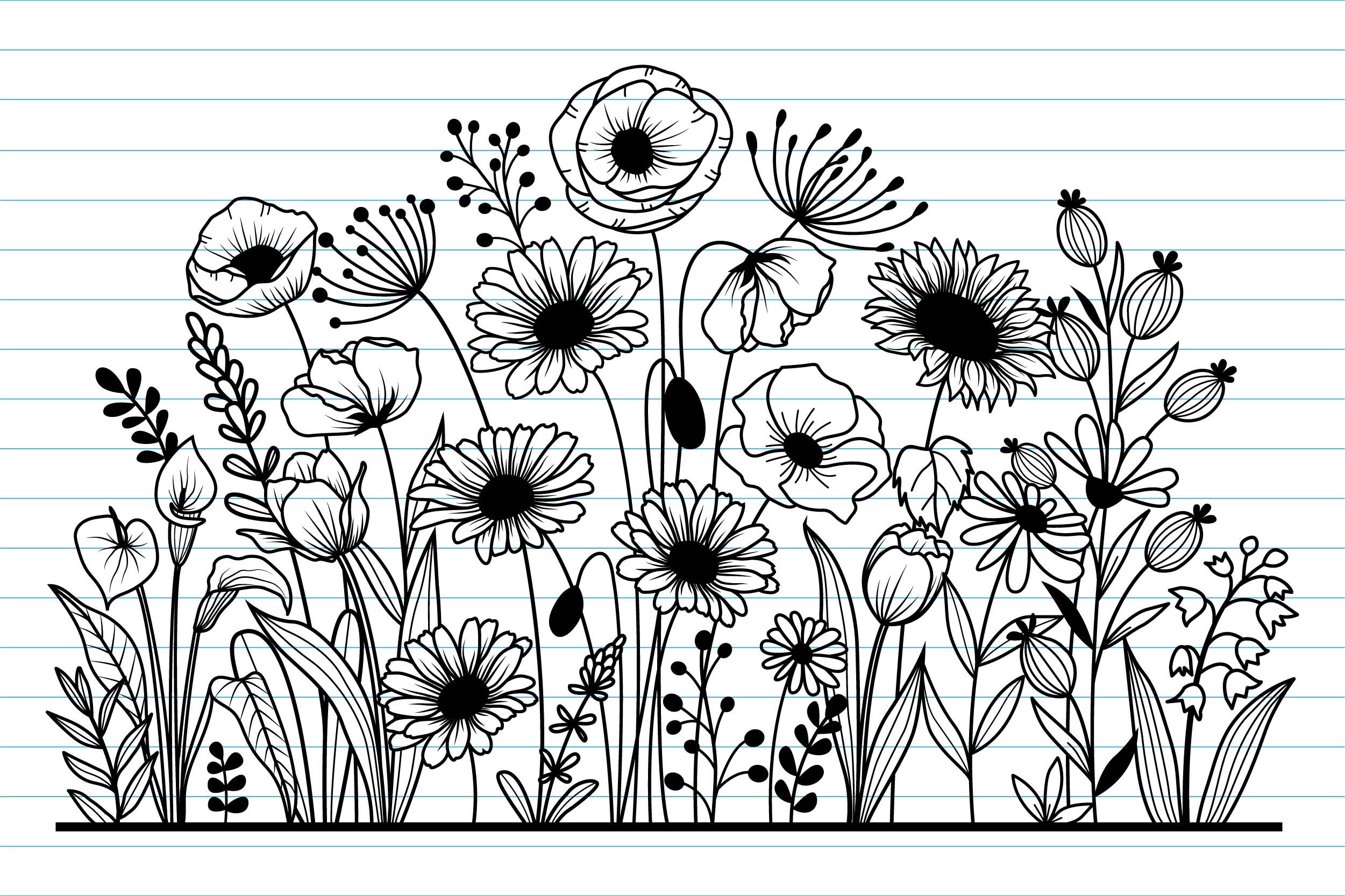 Hand Drawn Flowers Svg - Azirskin: Hand Drawn Flowers Png : Hand Drawn ...