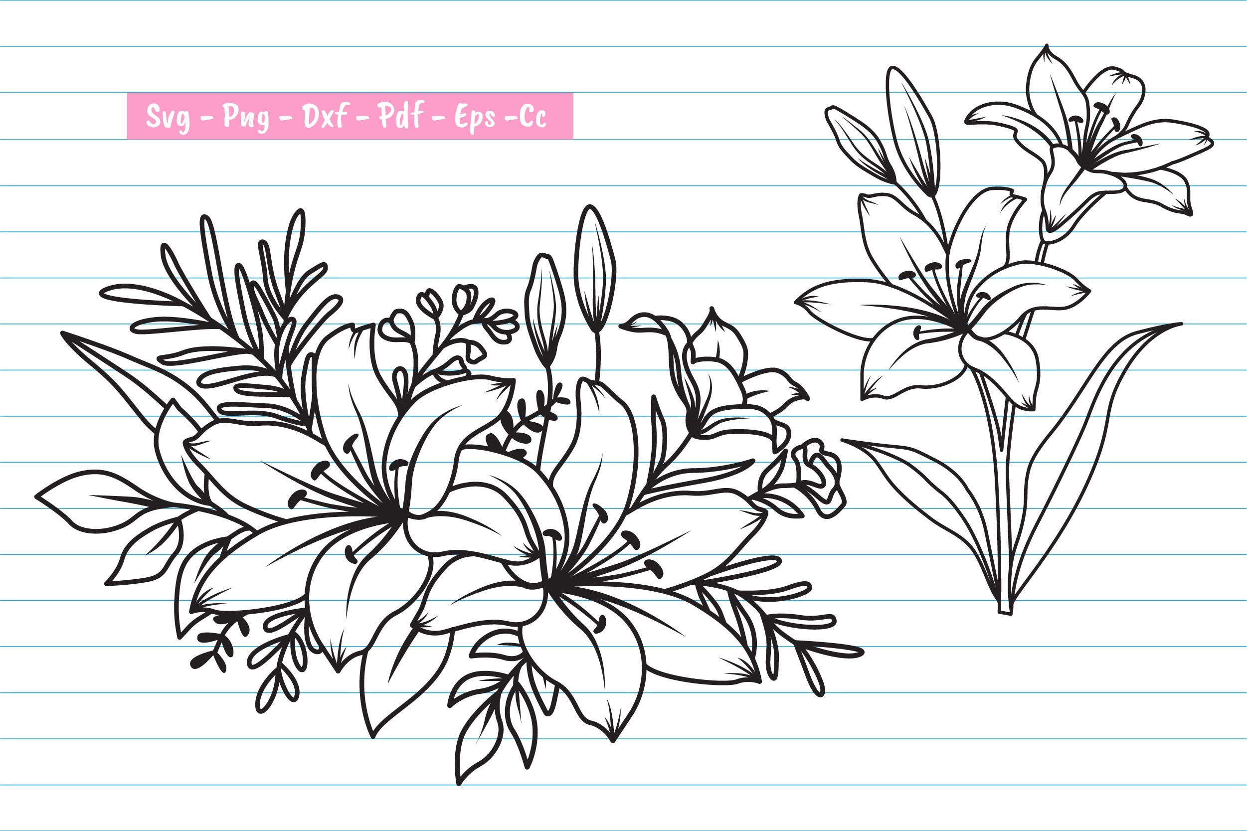 Lily Svg Lily Flower Svg Flower Svg Lily Svg Files For Cricut Lily ...