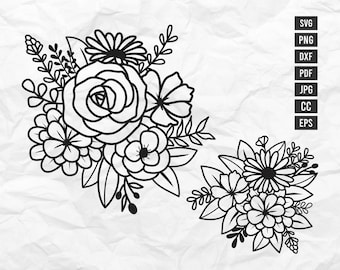 Floral Svg, Floral Bouquet Svg, Floral Decoration,  Floral Wedding, Flowers, Flower Svg Files, Flower Svg Files For Cricut And Silhouette.