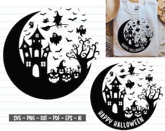 Halloween Svg, Halloween Moon Svg, Halloween Svg, Halloween Svg For Shirt, Halloween Clipart, Halloween Silhouette, Svg Files For Cricut.