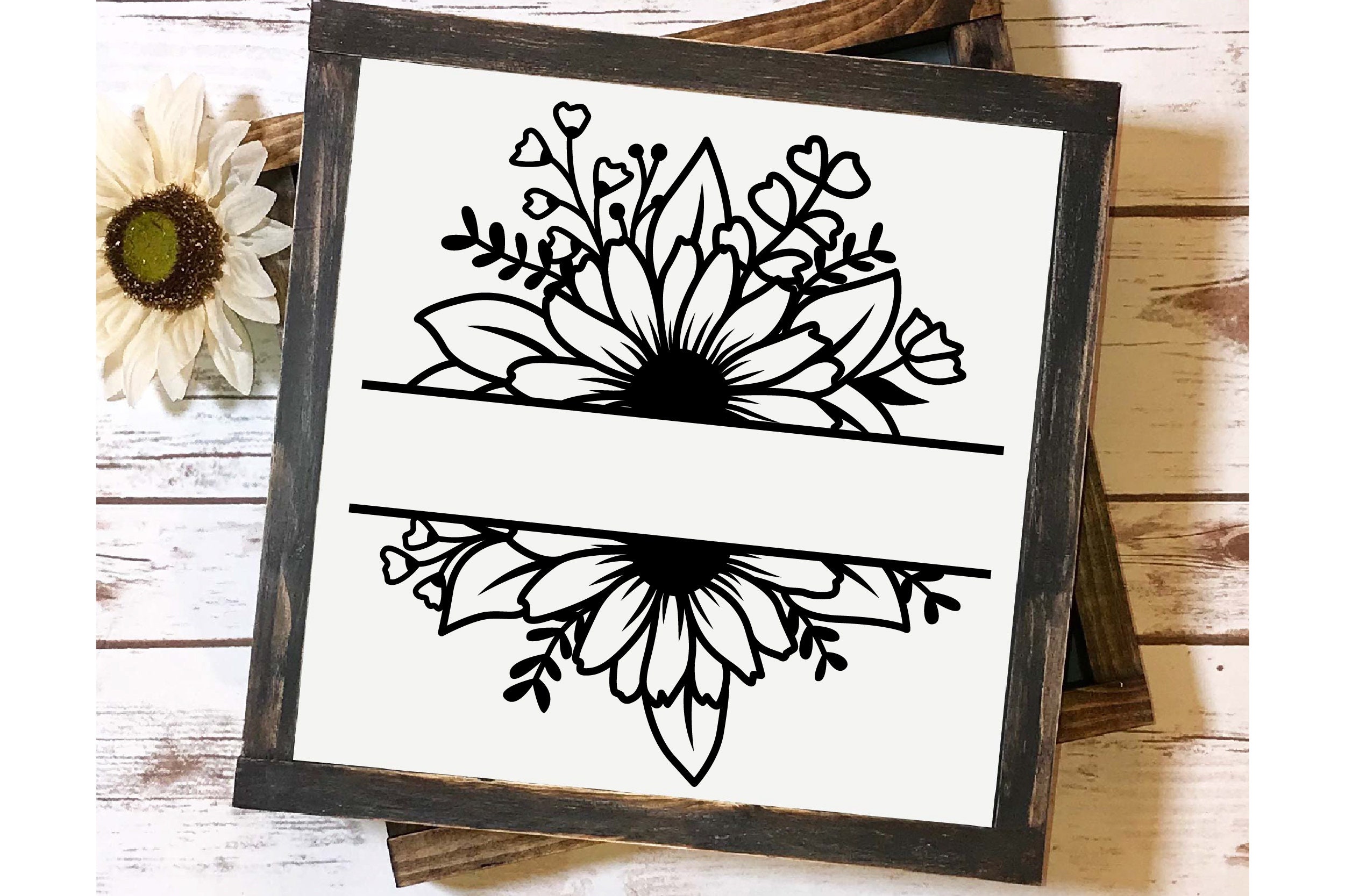 Daisy SVG Bundle: Split Monogram, Border, Floral Designs (digital Files ...