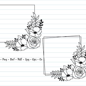 Floral Frame Svg, Floral Border Svg, Floral Svg, Floral Square Border Svg, Floral Square Svg, Flowee Svg Files For Cricut And Silhouette.