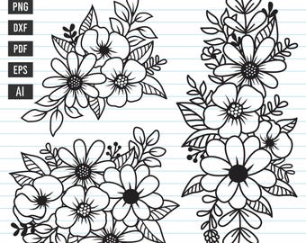 Flower Svg Files, Flower Svg Bundle, Flower Border Svg, Flower Svg Cut Files, Floral Bouquet Svg, Svg Files For Cricut And Silhouette.
