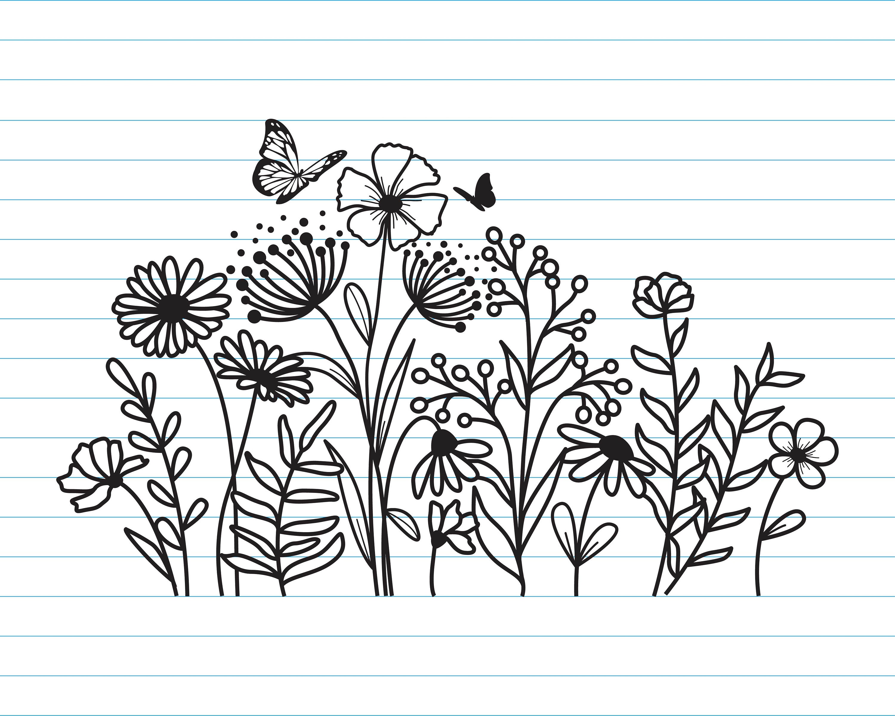 Flower Border Svg Wildflower Svg Wildflowers Meadow Clip - Etsy Australia