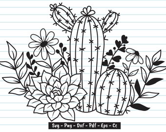 Cactus Svg, Cactus Flower Svg, Succulent Svg, Cactus Flower, Cactus Svg Cut files, Cactus Clipart, Cactus Svg Files For Cricut, Svg, Png.