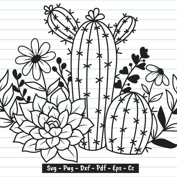 Cactus Svg, Cactus Flower Svg, Succulent Svg, Cactus Flower, Cactus Svg Cut files, Cactus Clipart, Cactus Svg Files For Cricut, Svg, Png.