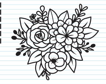 Ramo de flores Svg, Flor Svg, Archivos de corte de flores Svg, Boda, Ramo floral, Archivos de flores Svg para Cricut y Silhouette, Svg, Png, Dxf.