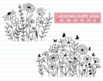 Wildflower SVG-bundel, Wildflower SVG-bestanden, bloem SVG, bloemenweide SVG, bloem clipart, Wildflower shirt SVG, SVG-bestanden voor de Cricut.