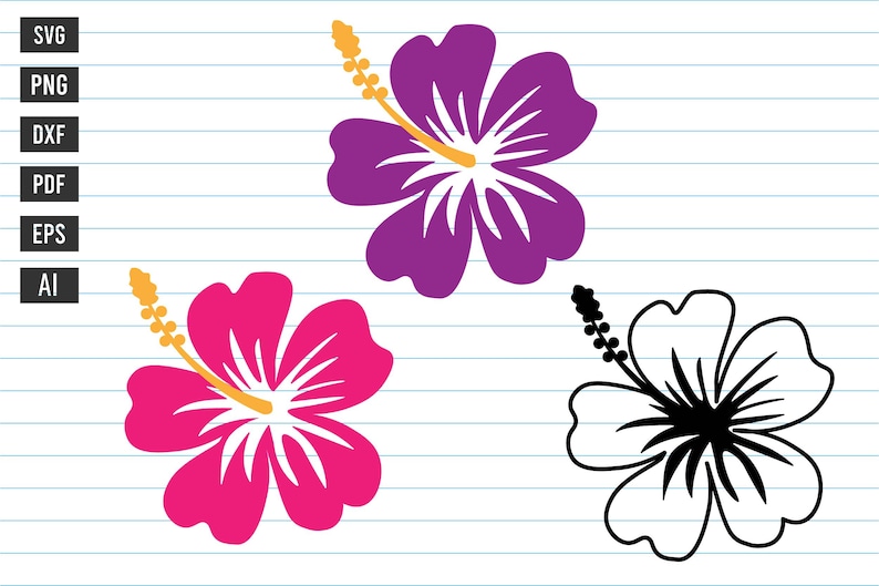 Hibiskus-Svg, Hibiskus-ClipArt, Blumen-Svg, Tropische Blume-Svg, Hibiskus-Blumen-Svg, Hibiskus-Svg-Papierschnitt-Vorlage, svg, Png, Dxf, Eps. Bild 1