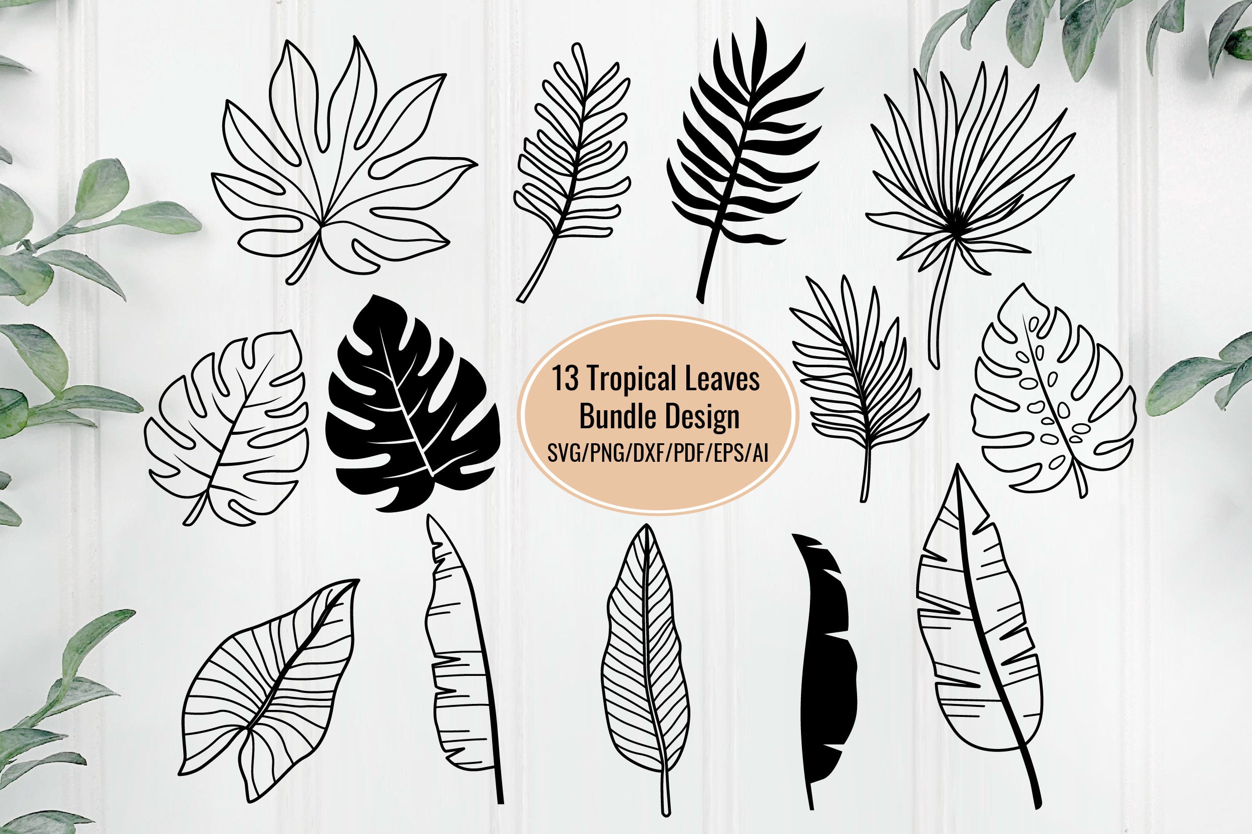 Jungle Leaves Tropical Svg Bundle, Leaf Svg, Leaves Svg, Palm Leaf Svg ...