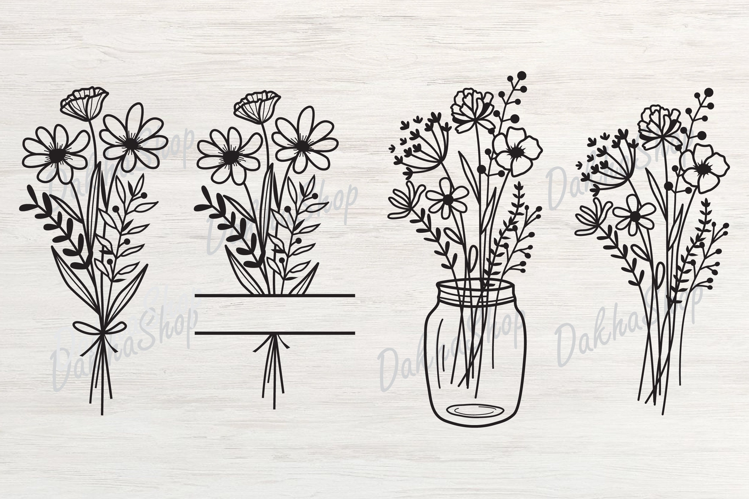 Flower Svg Files, Flower Svg Bundle, Flower Bouquet Svg, Flower