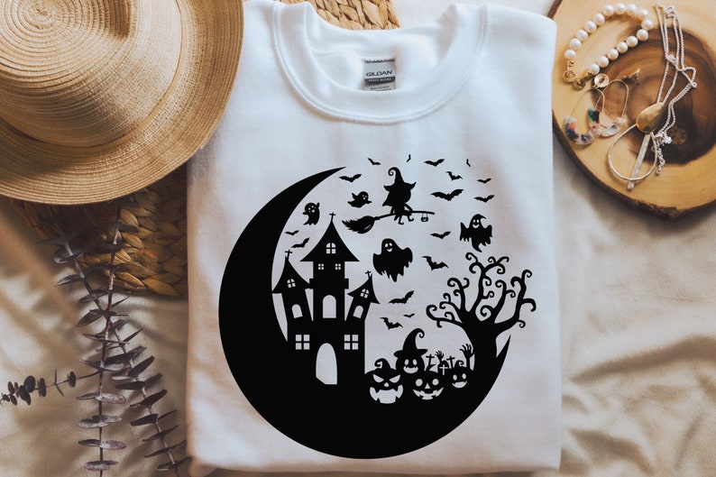 Halloween Svg, Halloween Moon Svg, Halloween Svg, Halloween Svg For Shirt, Halloween Clipart, Halloween Silhouette, Svg Files For Cricut. image 4