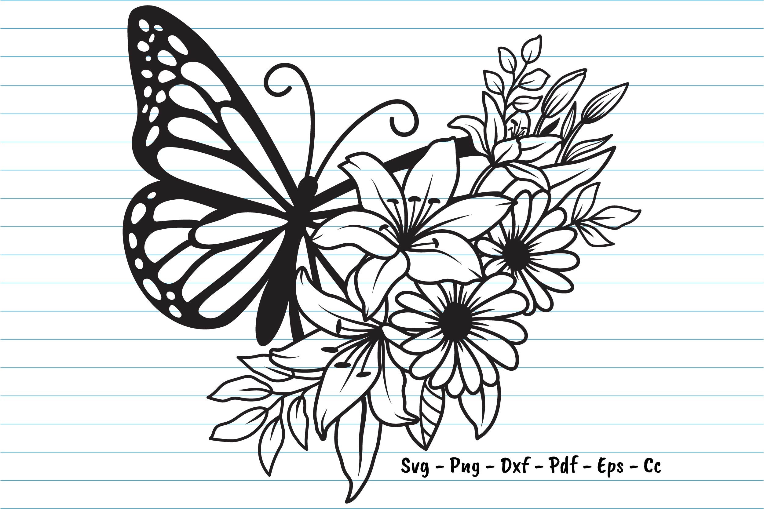 Flower Butterfly Svg Butterfly Svg Files Butterfly Flower Etsy