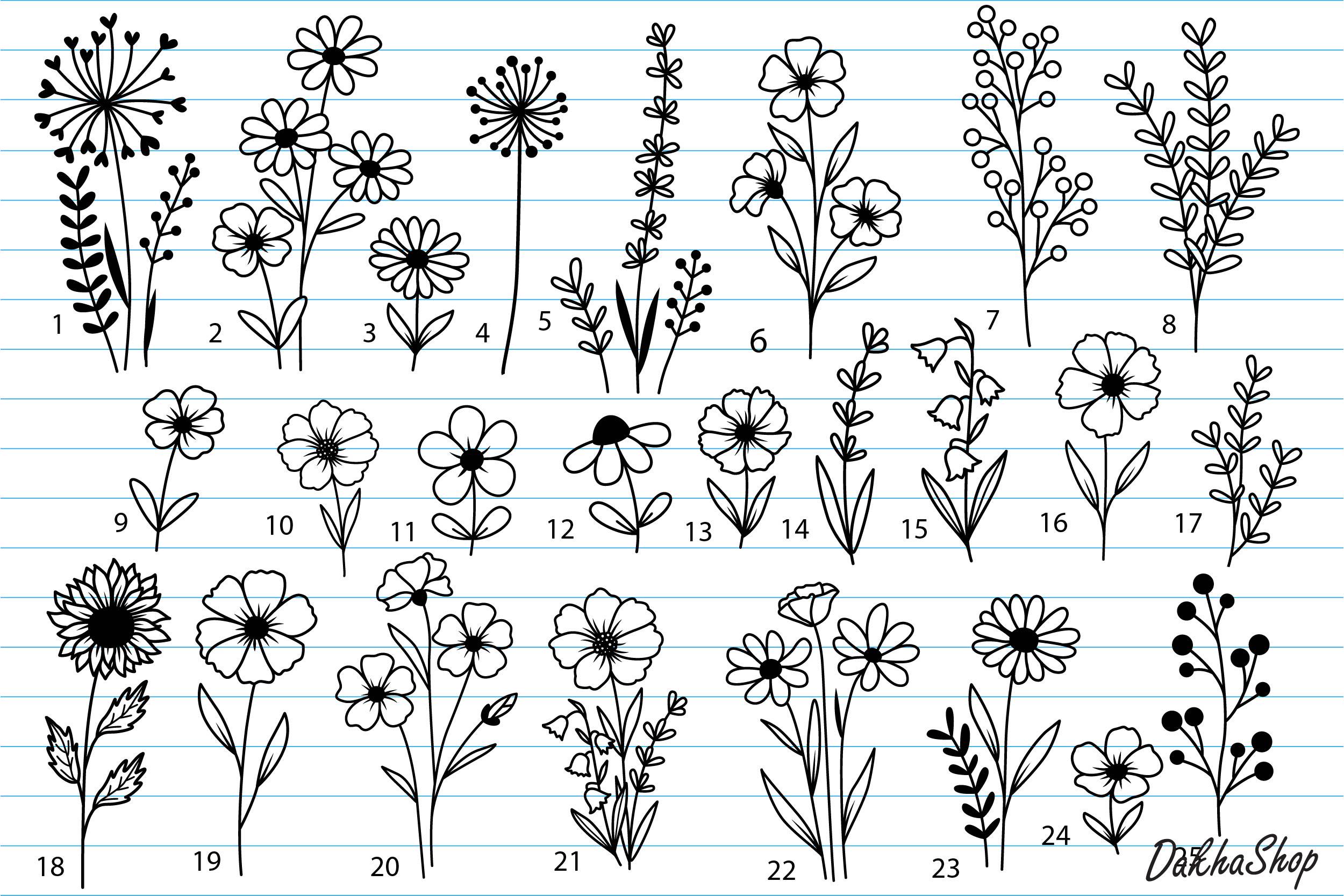 Wildflower SVG Bundle: 25 Flower Designs (digital Print) - Etsy