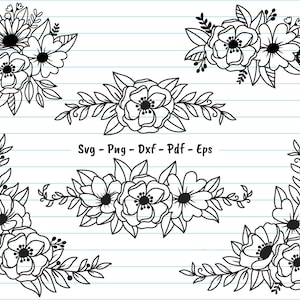 Floral Svg Files, Floral Svg Bundle, Flower Svg Cut Files, Flower Corner, Border, Bundle, Wedding, Svg Files For Cricut And Silhouette, Svg.