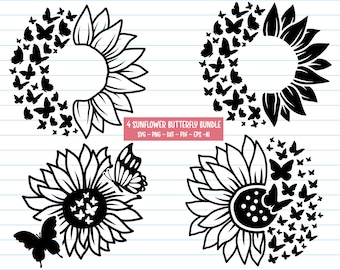 Sonnenblumen-Svg-Bundle, Sonnenblumen-Schmetterling-Svg, Sonnenblume-Svg, Blumen-Svg, Blumen-Png, Schmetterling-Svg, Sonnenblume Clipart, Schmetterling-Svg, Png.