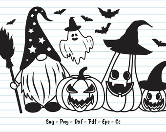 Halloween Sng, Halloween Gnome Svg, Halloween Pumpkin Svg, Gnome Svg, Pumpkin Svg, Ghost Svg, Clipart, Halloween Svg Files For Cricut.